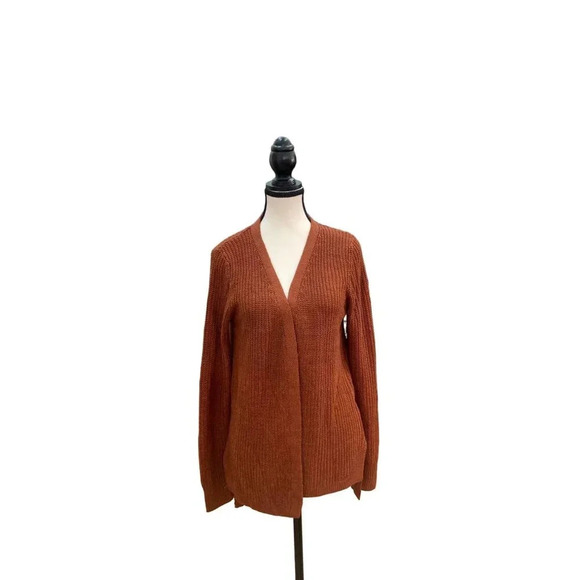 Stitch Fix Rust Open Front Cardigan Sweater With Lace-Up Detal Size Small - Picture 3 of 10